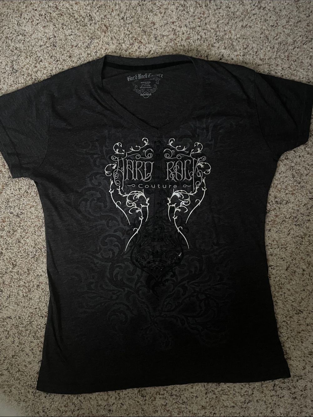Hard Rock Cafe Black and White Ornate Graphic Tee
